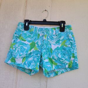 Lilly Pulitzer The Callahan Short 5" Inseam Poolside Blue Floral sz 2 Preppy